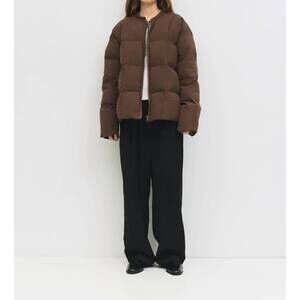 NEW MOD REF neck tie puffer jacket in brown